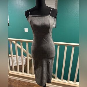 Gray Checkered Long Dress - Size S